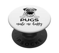 Pugs Make Me Happy | Funny Pug Lover PopSockets Adhesive PopGrip