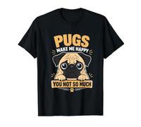 Pugs Make Me Happy You Not So Much Value Graphic T-Shirt, Men, Black, S
