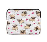 Pugs Playful White Computer Case for Laptop, Protective Padded 15 Inch Laptop Sleeve for Women