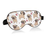 Pugs Puppies Baby Dogs Hearts Seamless Eye Masks Cover Blocks Light Sleep Mask Shade Cover Blindfold Relaxing Eyeshade Cover with Adjustable Head Strap for Men Women Kids