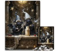 Pugs WisardsJigsawPuzzle 1000 Pieces for Adults Paper Jigsaw for Birthdays Holidays Best for Christmas 1000 PCS(38x26cm)