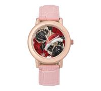 Pugs Xmas Wrist Watches for Women Men Quartz Stainless Steel Watch Easy to Read
