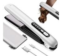 PUGTOW Cordless Hair Straighteners, Mini Portable Travel Wireless Hair Straightener Curler 2 in 1, 5000mAh Rechargeable Flat Iron Curling Wand Fast Heat Up, Anti-Scald 4 Temperature Levels