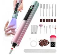 PUGTOW Electric Cordless Nail Drill, Nail File Kit with UV Light Lamp, Rechargeable Battery, and LED Light, 7+ Bits Kit for Gel, Acrylic, Dip Nails, Stylish Portable Design for Home & Salon (Gradient)