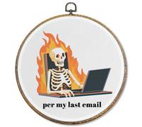 Pugwak Funny Office Skeleton Round Wall Art Decor Prints, Per My Last Email Canvas Art Framed, Funny Coworker Gifts Artwork Wall Hanging Decor for Office Workplace, 10x10in