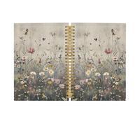 Pugwak Vintage Floral Journal Notebook - Retro Cottagecore Wildflowers Aesthetic Notebooks College Ruled for Work School, Floral Gifts for Women, Office Supplies, Hardcover Spiral Notebook 5.5"x8.3"