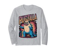 Pugzilla Giant Pug Monster Parody Long Sleeve T-Shirt