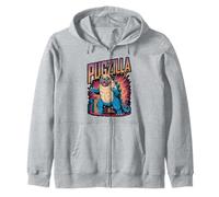 Pugzilla Giant Pug Monster Parody Zip Hoodie