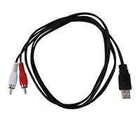 puhae 1.5M Usb A Male To 2X Phono Male Av Cable Lead Pc Tv Aux Audio Video Adapter