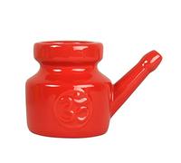 puhae 350Ml Ceramic Neti Pot Nose Cleaning Pot Leakproof Spout Pot for Nasal Rinsing Nose Washing Men Women,Red