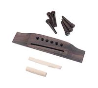 puhae Acoustic Guitar Replacement Set Ebony Bridge End Pins Bone Saddle & Nut and wood Bridge Parts