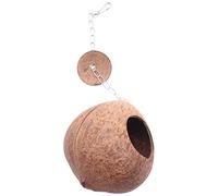 puhae Natural Coconut Shell Bird Nest House Hut For Pet Parrot Budgies Parakeet Cockatiels Conure Canary Pigeon Cage Hamster Rat Gerbil Mice Cage Seed Feeder Toy Nesting Box