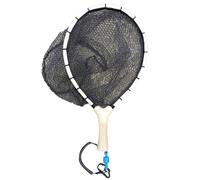 puhae Nylon Fly Fishing Net,Wooden Non-Slip Handle, Trout Mesh Tool, Fish Catch Release Scoop, Straight Handle Nets