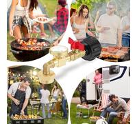 puhae Tanks,90 Degree Propane Adapter 20lb to 1lb Converter +Gauge and Control Valve 1Set