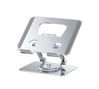 puhae Universal Laptop Stand with 360° Rotating Base, Adjustable Height Multi-Angle, Foldable Mounted Reading Bookshelf Silver