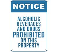 Puhayexi Alcoholic Beverages And Drugs Prohibited On This Property Sign Outdoor, Uv Printed Rust Free Aluminum 12 X 8 In,Yard Sign For Home, Business, Driveway Alert