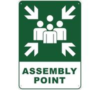 Puhayexi Assembly Point Sign For House Door Office Business Yard,Metal Aluminum Rust Free Sign - 12"" X 8"", Pre-Drilled Holes, Weather Resistant