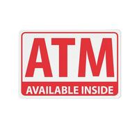 Puhayexi Atm Available Inside Sign 12X8 Inches Metal Aluminum Signs, Weather Resistant, Weatherproof, Indoor Or Outdoor