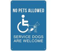 Puhayexi Attention No Pets Dogs Service Dogs Allowed Sign For House 12"" X 8"" Yard Sign, Premium Aluminum, Sun-Proof, Rust-Free