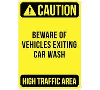 Puhayexi Beware Of Vehicles Exiting Carwash Sign Outdoor Signs Aluminum 12X8 Inch Uv Ink Printed For House And Business