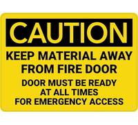 Puhayexi Caution Keep Material Away From Fire Door Wall Sign 12X8 Inch Aluminum Uv Ink Printed For House And Business