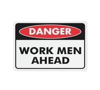 Puhayexi Danger Work Men Ahead Sign Metal Signs 12X8 Inch Rust Free Aluminum,Uv Ink Printing,Durable/Weatherproof Outdoor For Home