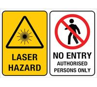 Puhayexi Laser Hazard No Entry Authorised Persons Only Outdoor Signs Aluminum 12X8 Inch Uv Ink Printed For House And Business
