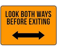 Puhayexi Look Both Ways Before Exiting Sign Metal Signs 12X8 Inch Rust Free Aluminum,Uv Ink Printing,Durable/Weatherproof Outdoor For Home