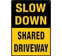 Puhayexi Slow Down Shared Driveway Sign Outdoor Signs Aluminum 12X8 Inch Uv Ink Printed For House And Business
