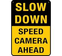 Puhayexi Slow Down Speed Camera Ahead Sign Metal Signs 12X8 Inch Rust Free Aluminum,Uv Ink Printing,Durable/Weatherproof Outdoor For Home