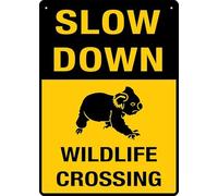 Puhayexi Slow Down Wildlife Crossing Koala Signs Outdoor, Uv Printed Aluminum 12 X 8 In, Weatherproof And Security Signs For Home Or Business