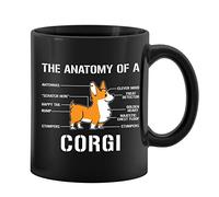 PUHEI 11 oz Ceramic Corgi Mug, General Use, Reusable, Glossy Finish, Hand Wash Only, 5 x 3.8 inches, 1.0 Count