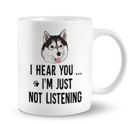 PUHEI Husky Dog Ceramic Mug, 11oz - I Hear You I'm Just Not Listening, Coffee & Tea Cup Gifts for Husky Dog Owners