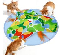 PUHOHUN Interactive Cat Toys for Indoor Cats Adult with Feather Mouse Tail Switchable, Kitten Enrichment Toys for Hunting Self Play, Automatic Rechargeable Slient Game to Bored (Colorful)