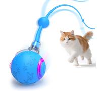 PUHOHUN Interactive Cat Toys for Indoor Cats Adult with Tail Switchable Mouse Sounds, Kitten Enrichment Ball Toys for Hunting Self Play, Automatic Rechargeable Quiet Game to Bored Blue