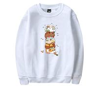 Pui Pui Molcar Crewneck Sweatshirts Men Women Long Sleeve Casual Stylish Hip Hop Pullovers Streetwear (White-JY8950,XXL)
