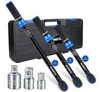 PUIBERS Torque Wrench Set 1/2 3/8 1/4 inch Drive Click, 3Pcs Torque Wrenches 10-170 FT.LB,5-50FT.LB,20-240IN.LB, Inch Pound Torque Wrench with 3 Pcs Adapter for Bike,Car, Truck,Tractor