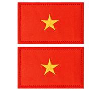 Puideon 2PCS Vietnam Flag Hook and Loop Patch Embroidered Morale Patch Military Tactical Patches