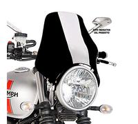 Puig 2133N Short fairings for round headlights, compact aerodynamic screen for round headlight made of 3 mm polycarbonate with rounded profile and high impact resistance, Black