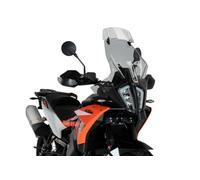 Puig 21612H Touring windscreen with visor, tall and aerodynamic, made of high-impact acrylic with an adjustable visor that improves protection and comfort while riding, Smoked