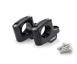 Puig 21801N Pullback Risers, universal handlebar risers with 20mm height and 16mm pullback, improves riding ergonomics and comfort with an elegant and durable design, Black