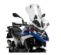 Puig 21841W Touring Plus Windshield with high, aerodynamic design in high-impact acrylic with adjustable visor that improves protection and comfort on long rides, Clear