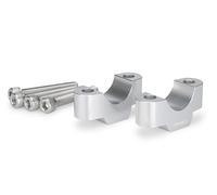 Puig 22037P Risers, Hi-Tech Parts handlebar risers with 20mm height and Ø 29.2 mm, CNC-machined in anodized aluminum to improve ergonomics and style while riding your motorcycle, Silver