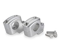 Puig 22101P Pullback Risers to improve handlebar ergonomics with 25 mm rise and 16 mm pullback, made of machined anodized aluminum for enhanced durability, Silver