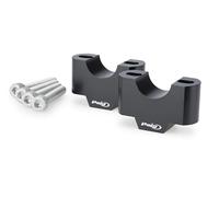 Puig 22116N Handlebar risers for 30 mm elevation in CNC-machined aluminum, Hi-Tech Parts design with multiple diameters to improve ergonomics, control and comfort, Black