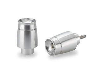 Puig 22127P Sport Model Handlebar End Weights; manufactured from high-quality machined aluminum; minimalist racing design, Silver