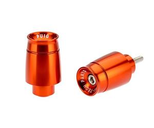 Puig 22127T Sport Model Handlebar End Weights; manufactured from high-quality machined aluminum; minimalist racing design, Orange