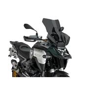 Puig 22268F Touring windscreen made of 4 mm acrylic with UV protection, aerodynamic design, rounded profile, easy mounting and TÜV approval for trail adventure bikes, Dark Smoke