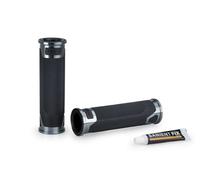 Puig 22271Y Revving Grips - sporty motorcycle grips made of rubber and anodized aluminum with a non-slip texture; improve grip, comfort, and handlebar style, Titanium