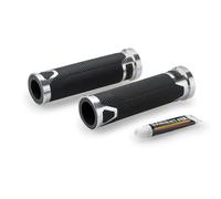 Puig 22272P Revving Grips with sporty design in rubber and anodized aluminum, anti-slip grip, durable finish for 22 mm handlebars to improve control, comfort and aesthetics, Silver